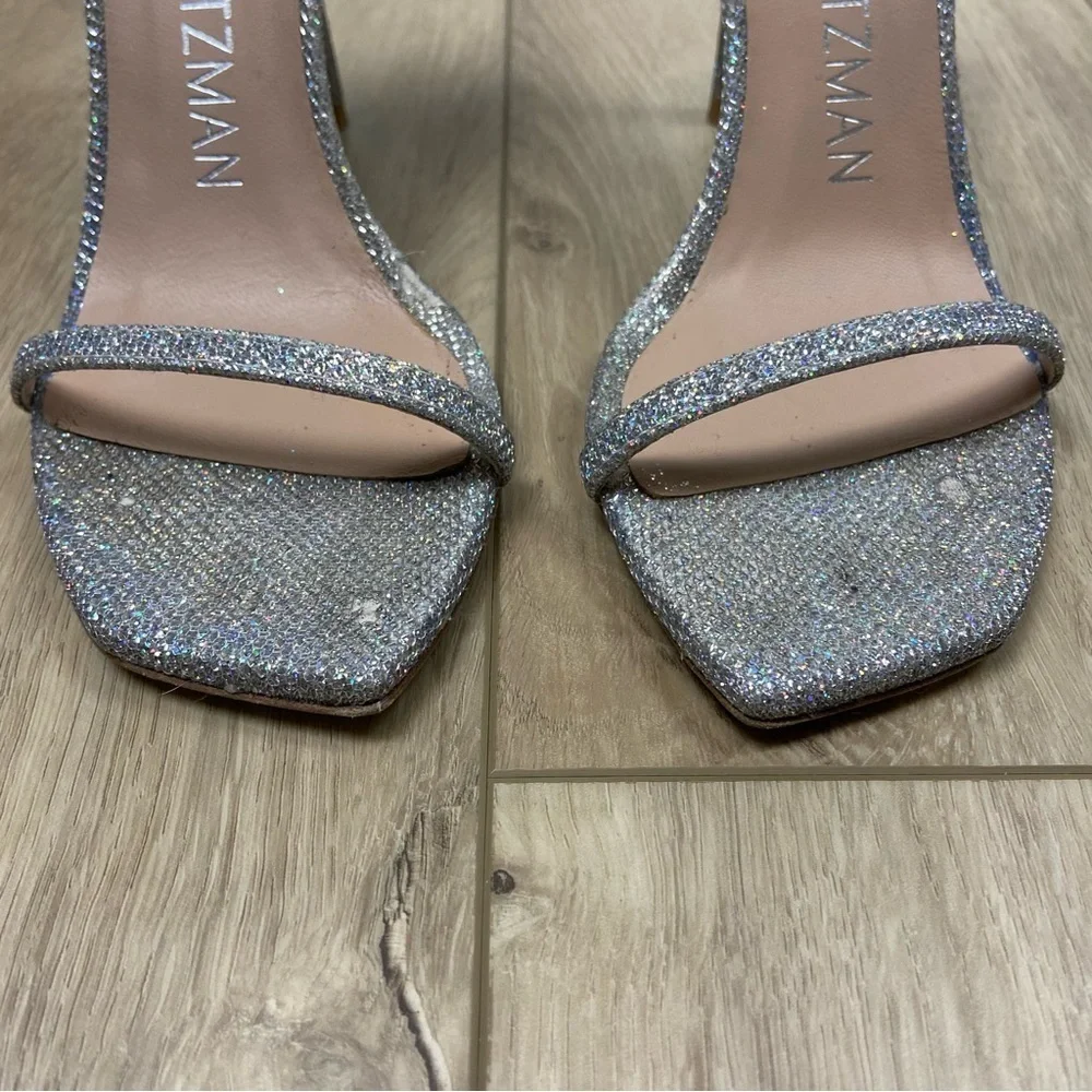 Stuart Weitzman Nudistcurve 100 Sandal in Crystal Size 7